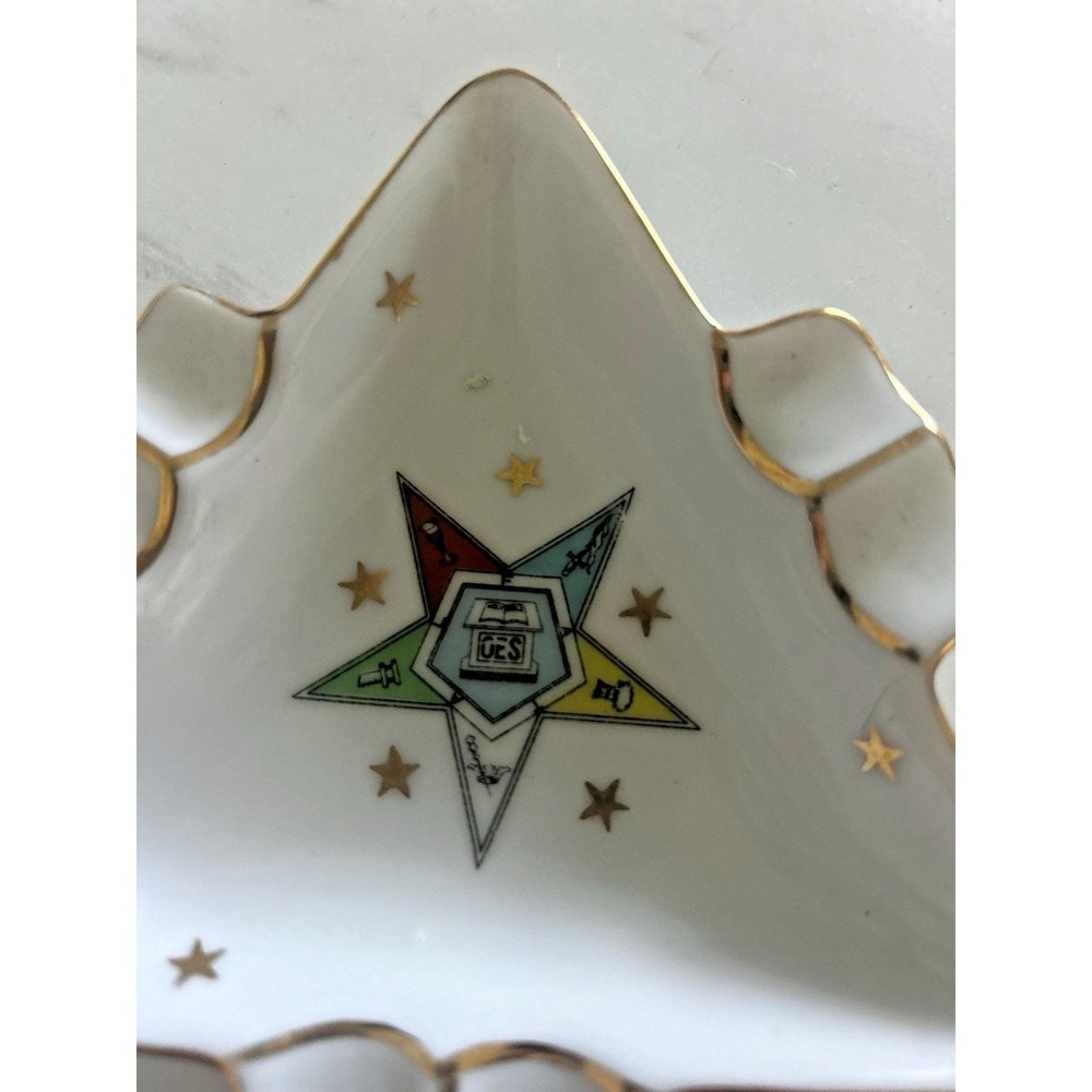 Vintage Lefton Masonic Order of the Eastern Star Triangle Ashtray Dish Ceramic A - Picture 4 of 7